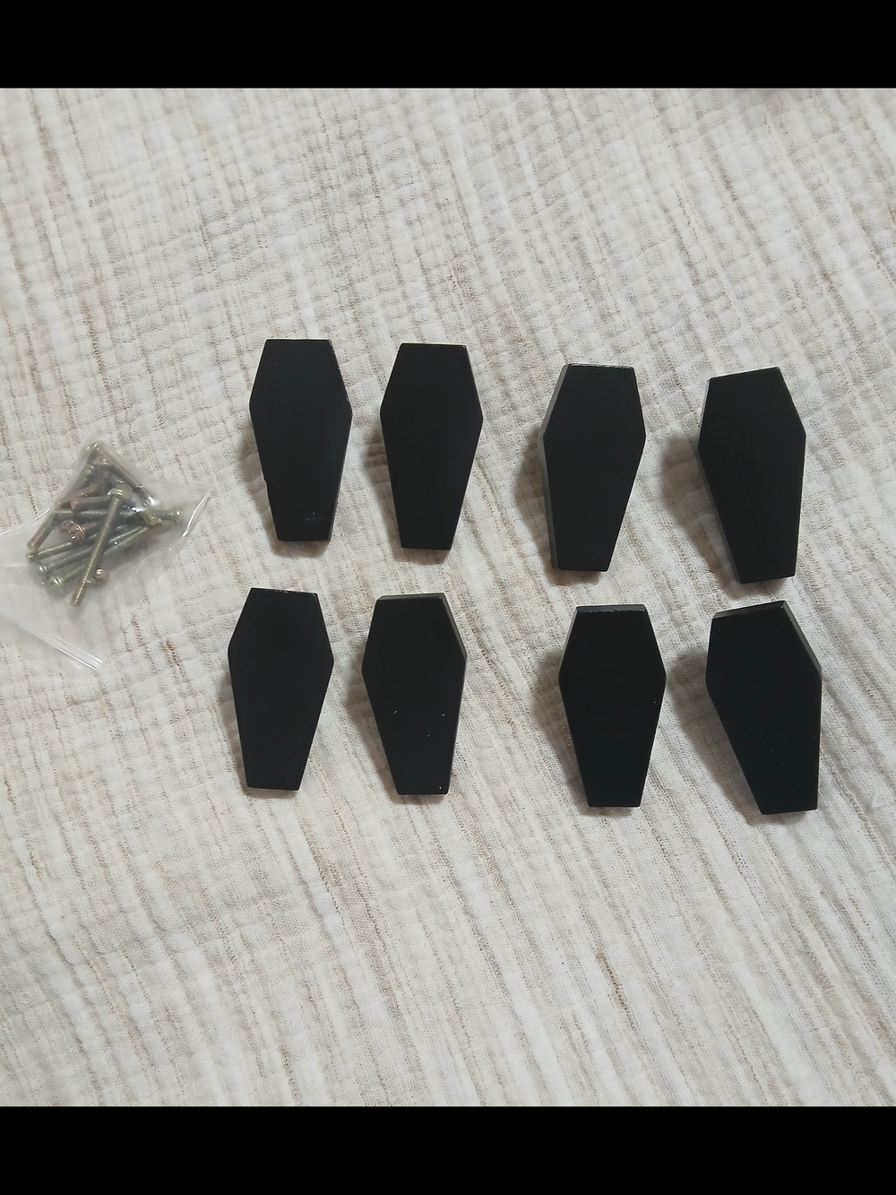 (2/20$)Black Coffin-Shaped Knobs/ Gothic Knobs/ Set Of 8